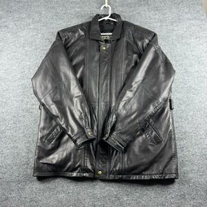 VINTAGE Excelled Leather Jacket Mens L Black Distressed Motorcycle Biker Bomber